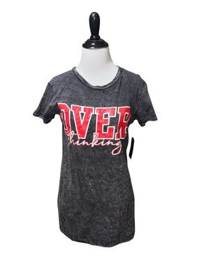 On Fire Women’s M Medium Fitted Crewneck T-Shirt NWT Overthinking Short Sleeves
